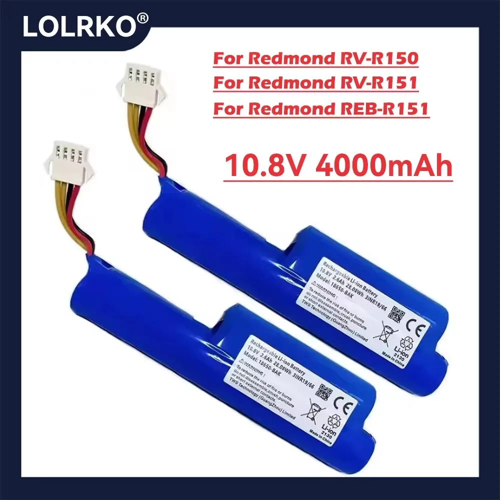 Batería de repuesto 10,8 V 4000mAh para Redmond RV-R150 Redmond RV-R151 para Vileda VR 102,Vileda VR201 Petpro Robot aspirador