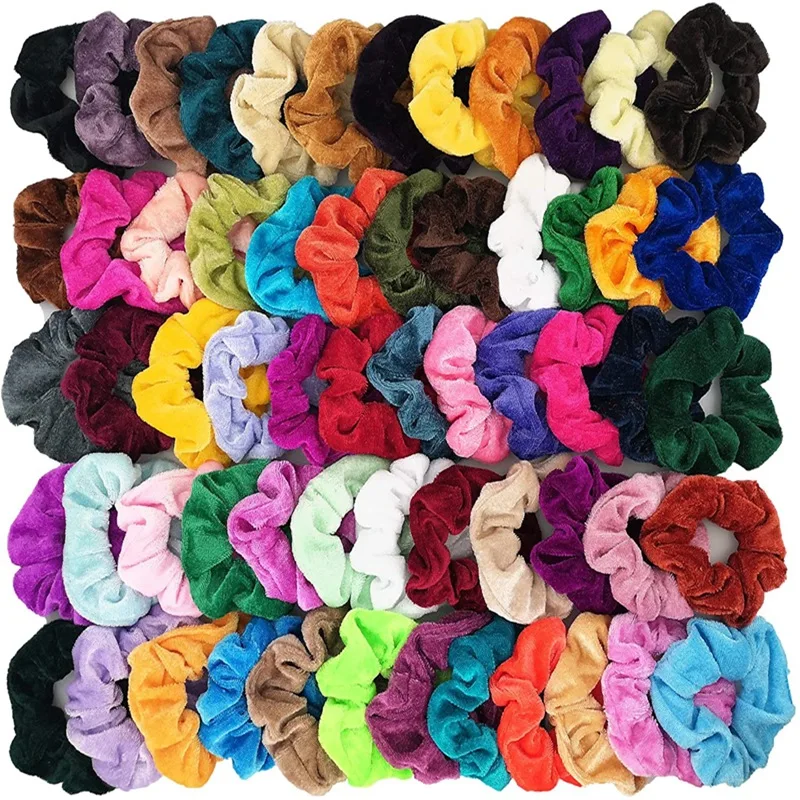 1pcs Solid Colors Velvet Hair Scrunchies Women Girls Ponytail Holder Headband Elastic Hair Bands Hair Accessories