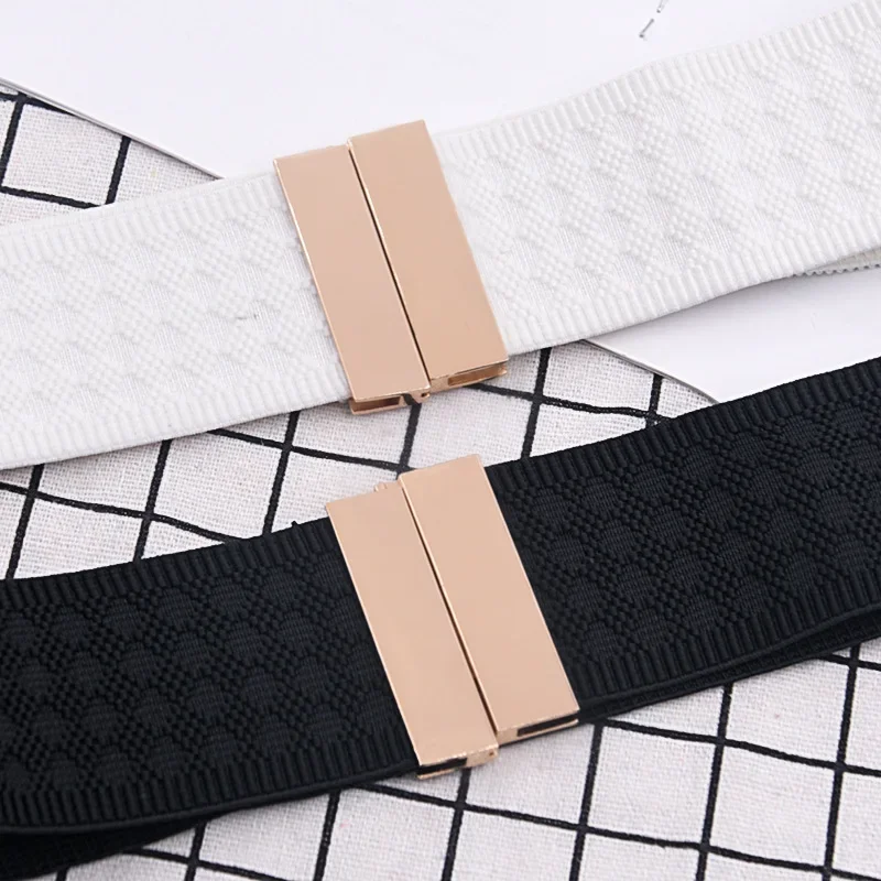 Womens 6cm Wide Belt Elastic Stretch Cinch Waistband Lady Cummerband Skinny Soft Around Waist Band Simple Femme Dress