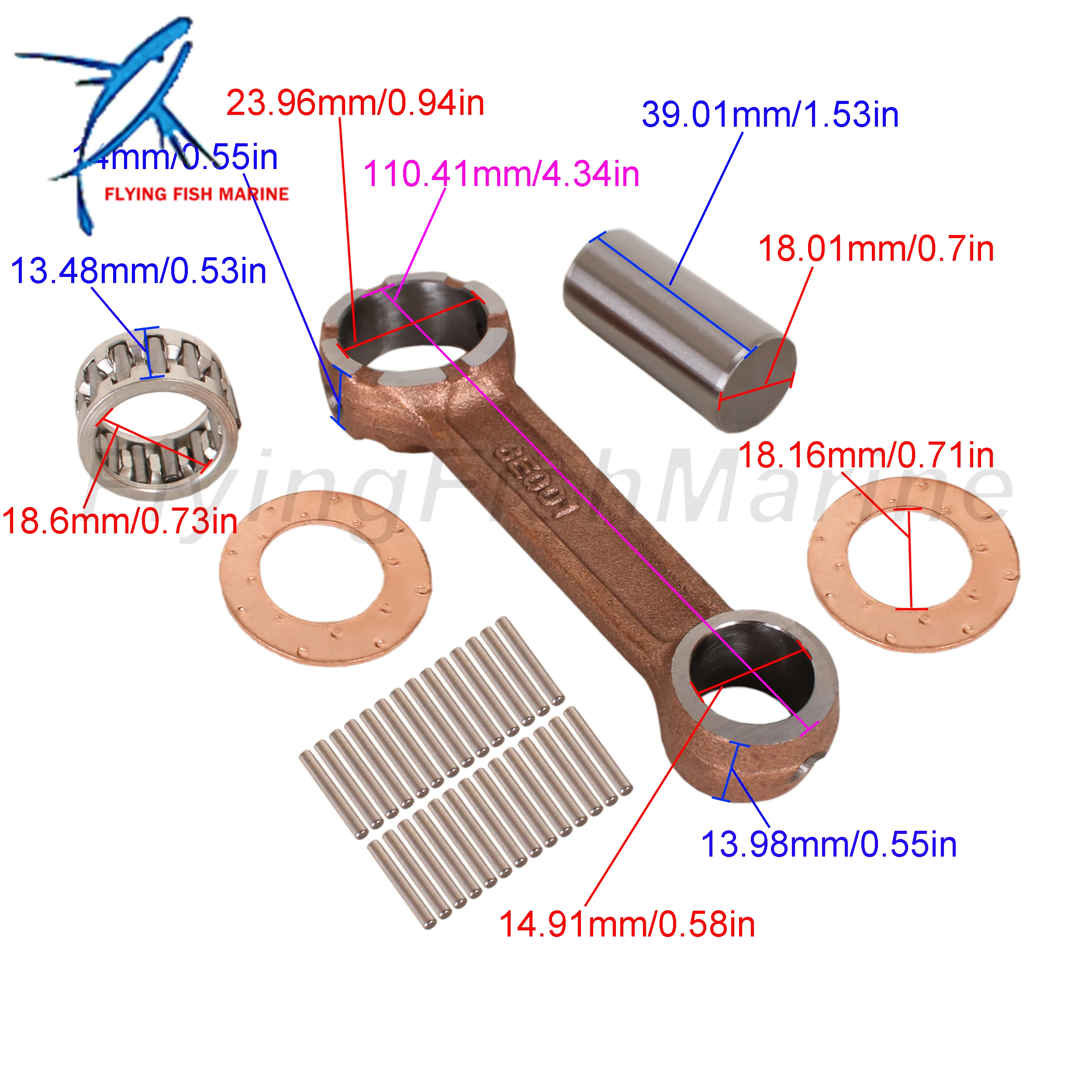 Boat Engine 6E0-11650-01 677-11650-01 Crankshaft Connecting Rod for Yamaha 4HP 5HP 6HP 8HP / 8758M 9492M for Mercury Mariner