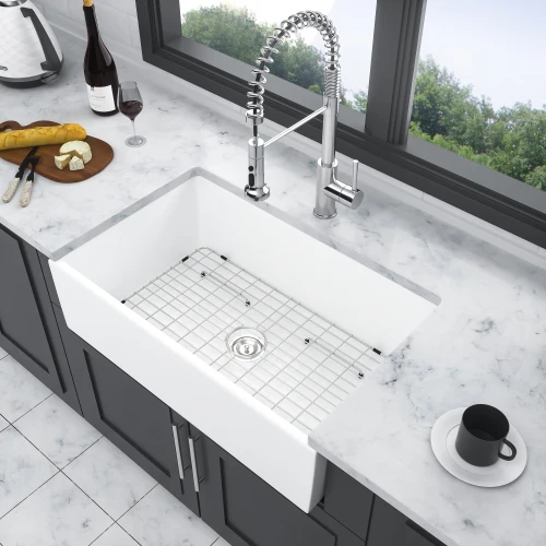 ATV 36*20*10 Single Bowl Farmhouse Kitchen Sink 30-Inch Farmhouse Sink With One Hole Ceramic Apron Front Workstation