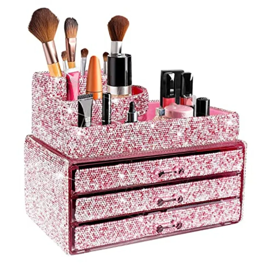 

Органайзеры для макияжа Der ling Diamond Настольная стойка для хранения косметики Дисплей для макияжа Rus Old 2 шт. t Ely иmade (розовый)