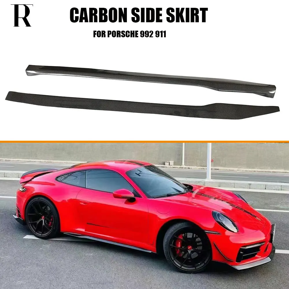 Real Carbon Fiber Side Skirt for Porsche 992 911 2019-UP Side Door Bumper Extension Splitter Spoiler Body Kit