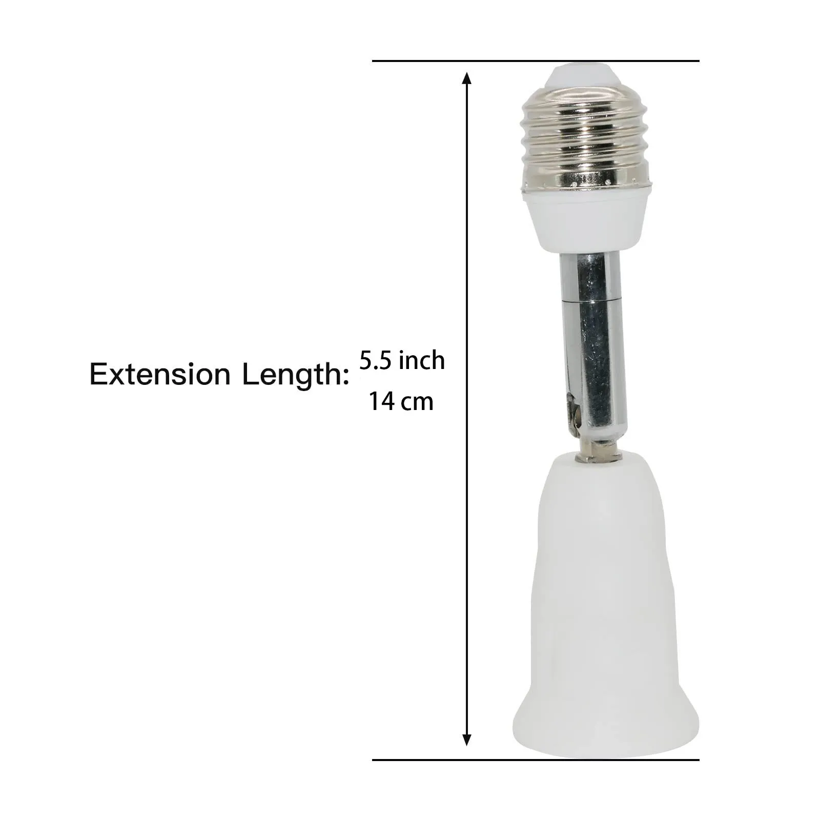 2pcs E27 5.5 inch / 11.5 cm extension socket extension adapter, E27 adjustable extender, elastic medium bulb socket converter