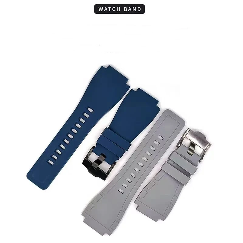 男性用防水ラバーウォッチストラップ,交換用ブレスレット,BR-01およびBR-03シリーズ,24x35mm,オレンジとグレー