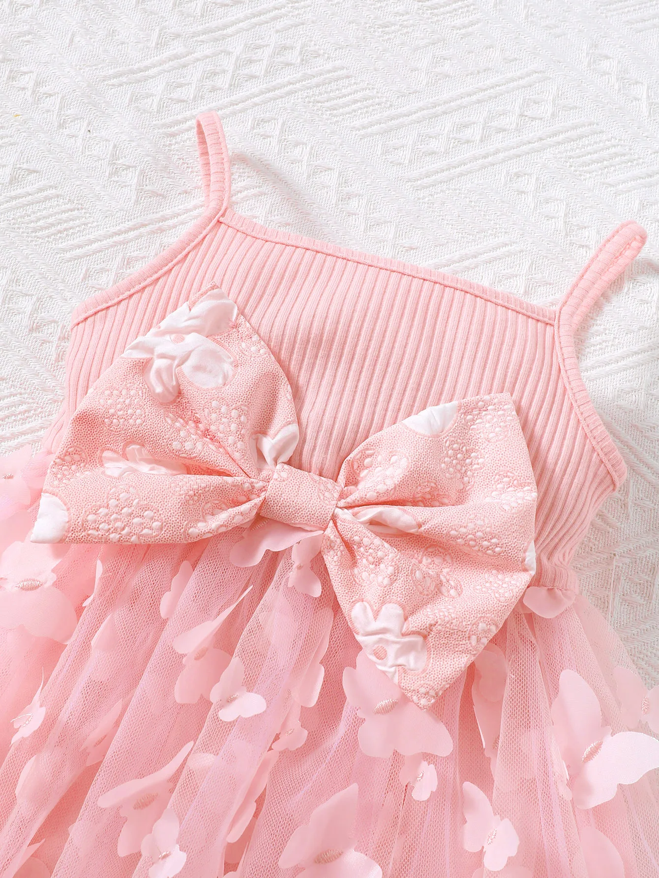 Toddler Baby Girl Tulle Strap Dress Set+Puff Sleeve Floral Print Cardigan+Bow Bow 3PCS Outfit for 0-3Y  Newborn Princess Dress