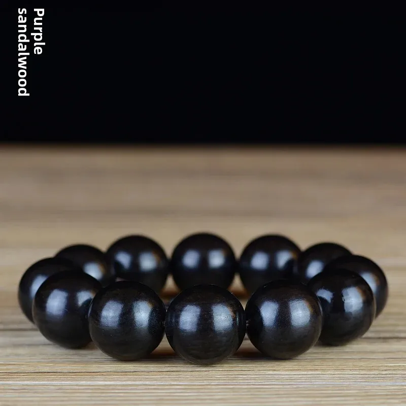 East African Ebony Bracelet Purple Sandalwood Old Material Submerged Buddha Bead Log HandString Men\'s Jewelry Popular Black Bead