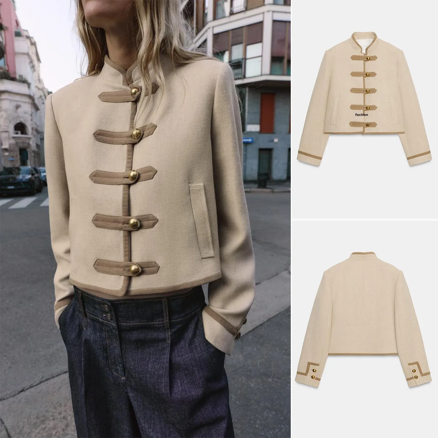 Francese Sle femmes ort Jaet automne hiver nouveau Simple col haut Long Sve rembourré corde bleue manteau respirant