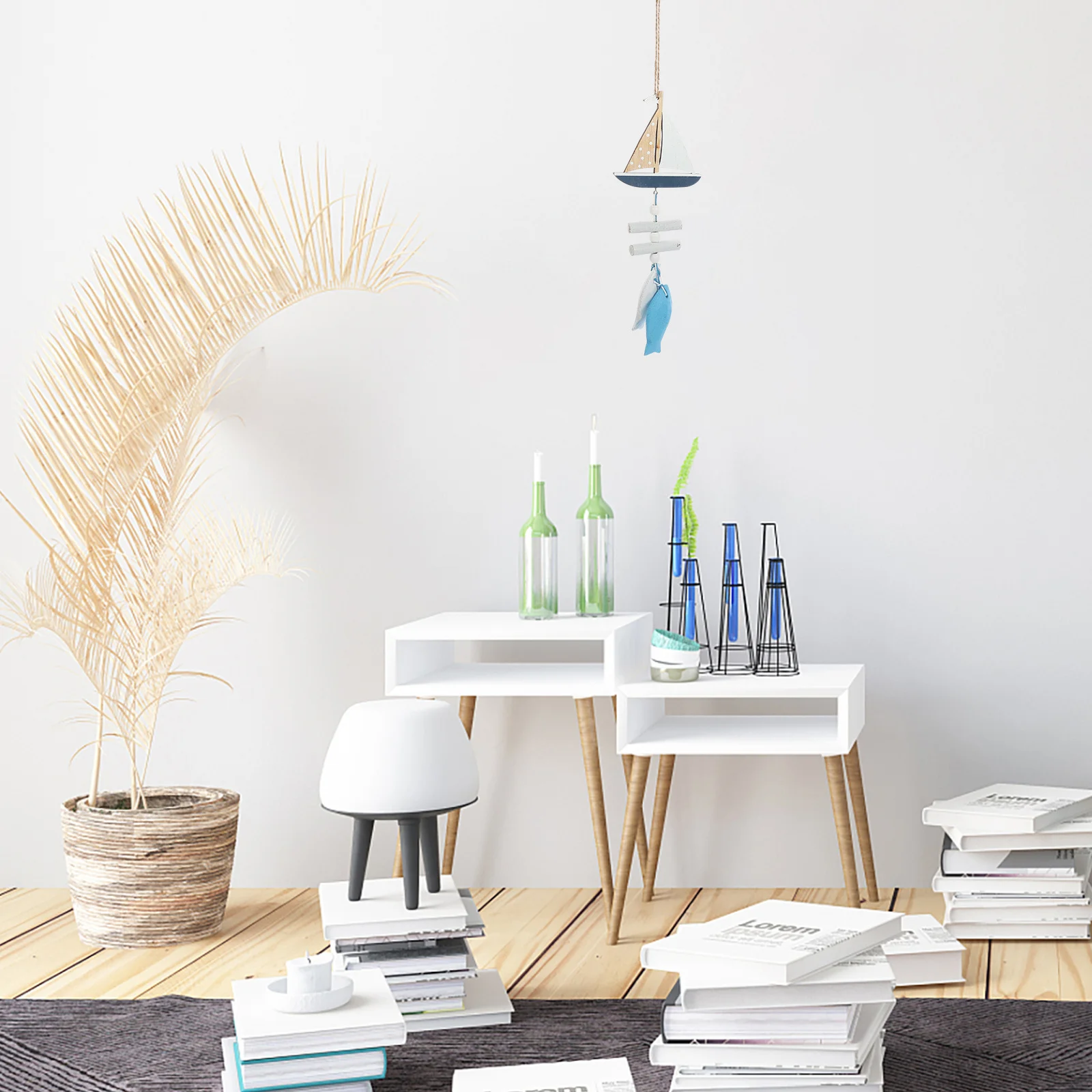 

Wooden Carved Fish Hanging Decor Mediterranean Style Wood Fish Pendant Wall Art Nautical Decoration for Home Wooden Wall Decor