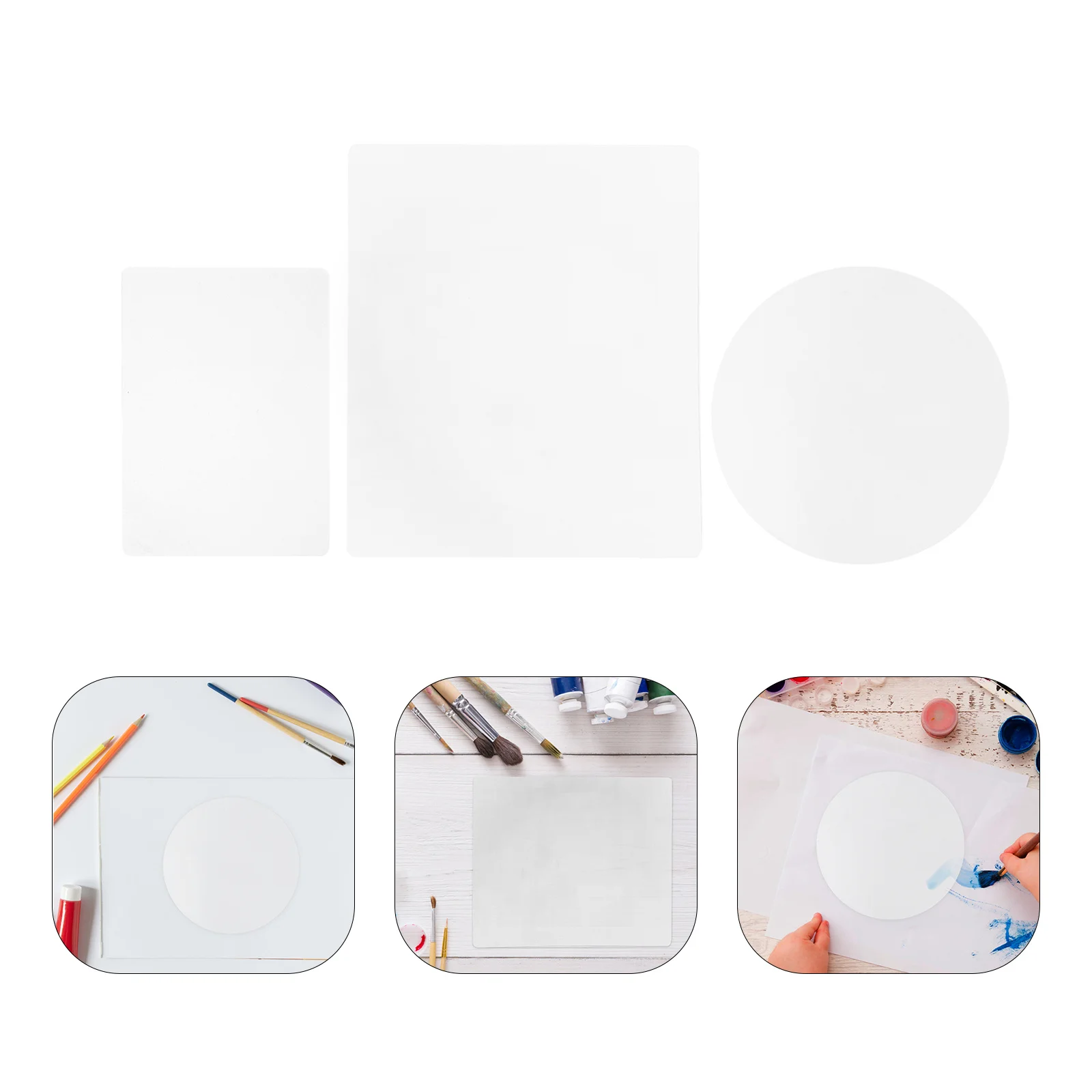 

3pcs 'S Painting Plate A4 A5 Round Clear Reusable For Printmaking Crafts Journaling Diy Home Decor Projects Gel Plates