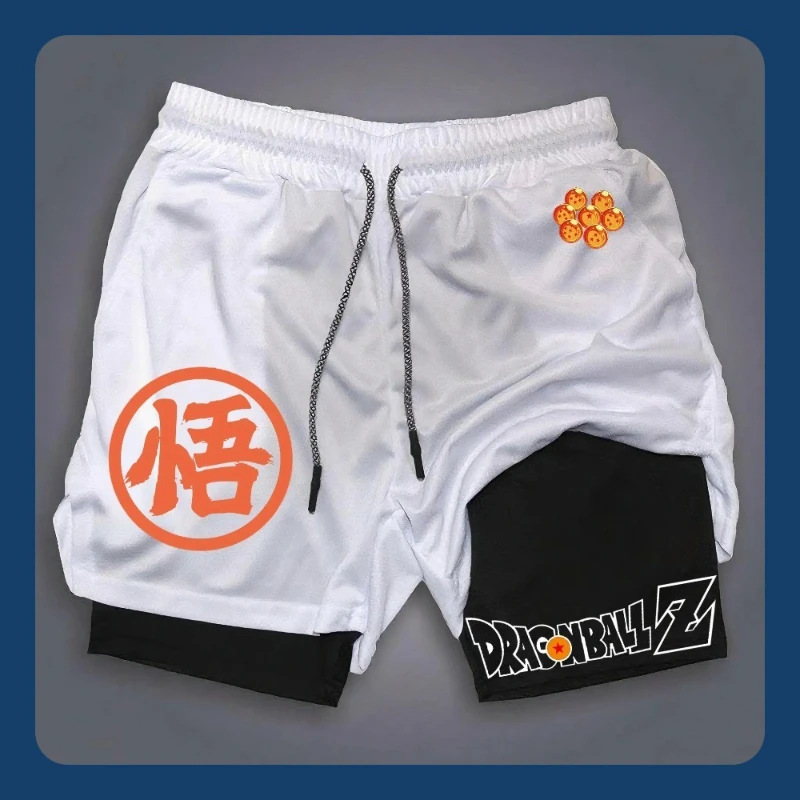 

Japanese Dragon Ball Anime Peripheral GOKU Printed Double-layer Shorts American Sports Men's Summer Loose Breathable Pants