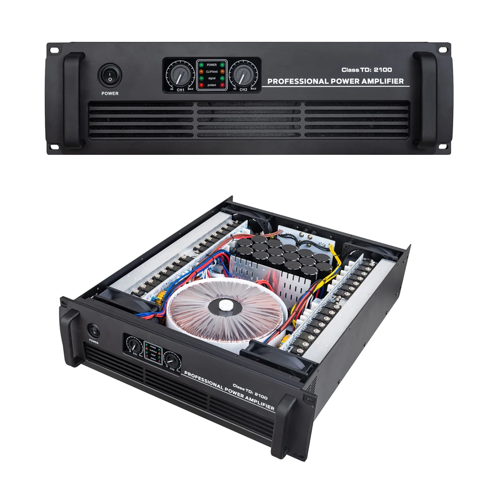 

TD2100 Dj 2ch Power Amplifier Class TD 2x2100Watts 8ohm 4ohm Professional 3u Power Amplifier
