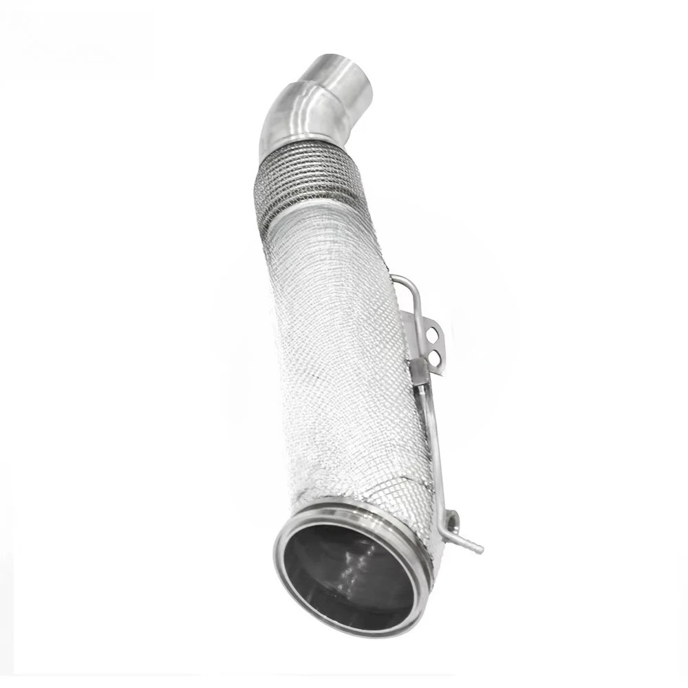 SD T304 Straight Downpipe Exhaust System 540 540i B58 3.0T 2018-2024 Corrugated Expansion Structure Heat Exhaust Pipe