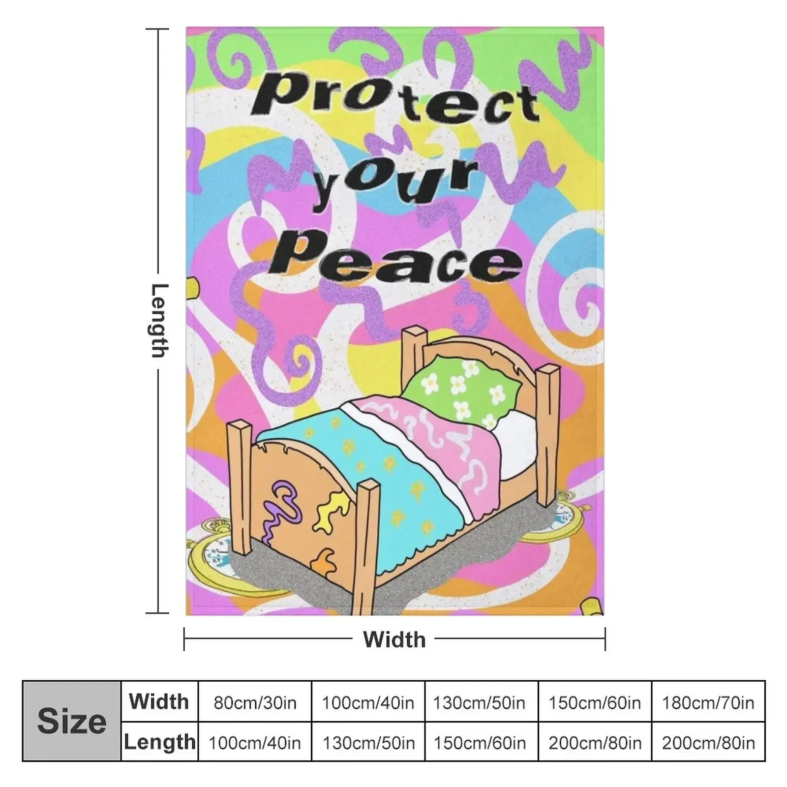 Protect Your Peace Throw Blanket Thins Plaid christmas decoration Loose Multi-Purpose for babies Blankets