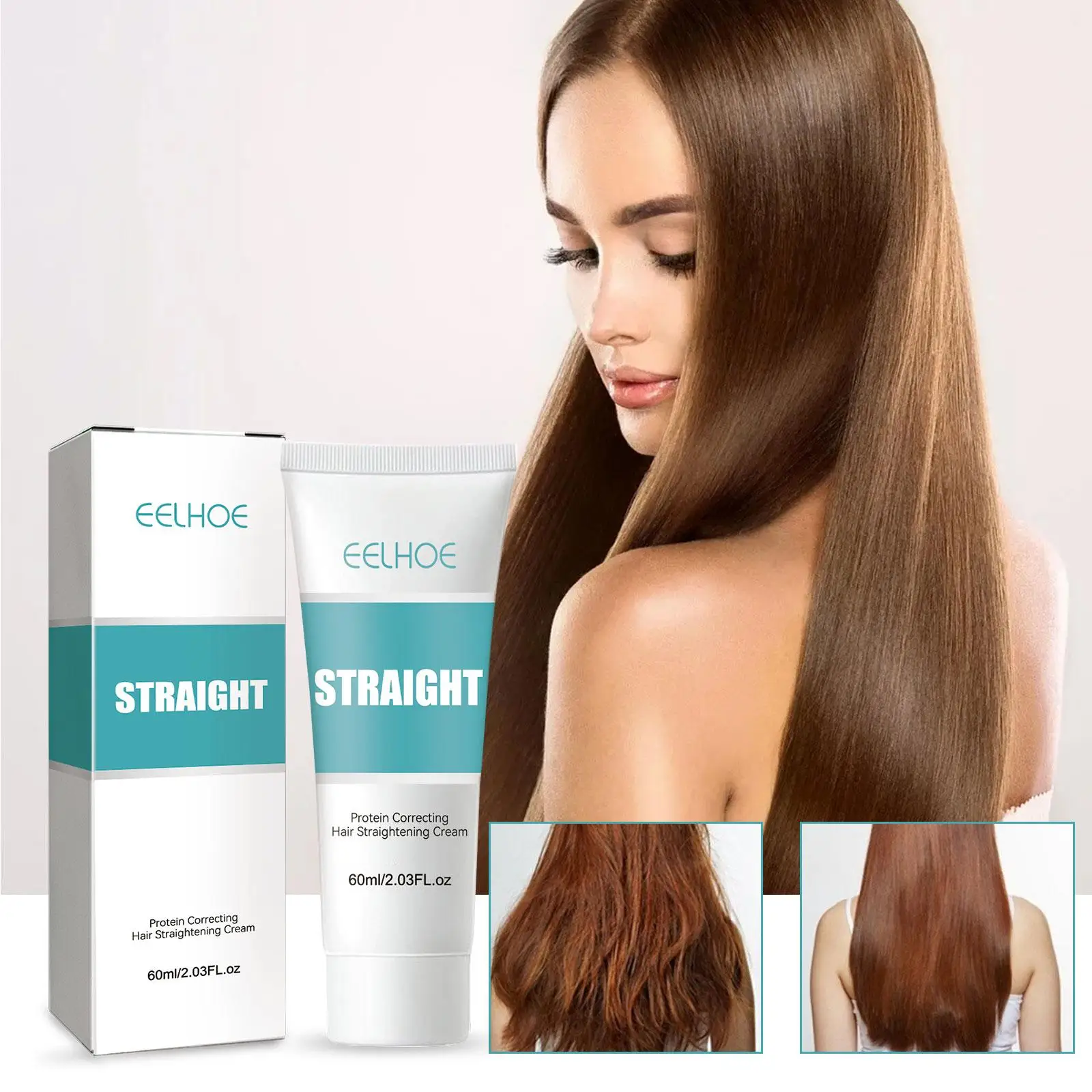 60Ml Keratine Haar Rechttrekken Crème Professionele Beschadigde Behandeling Sneller Gladmakende Krullend Haarverzorging Proteïne Correctiecrème