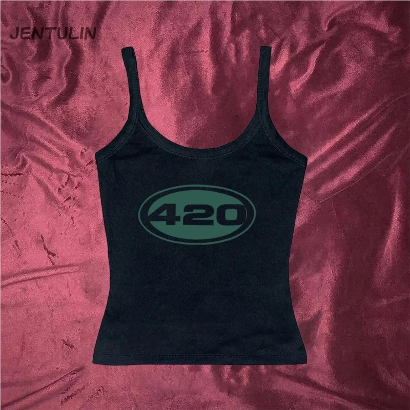 하라주쿠 420 디지털 프린팅 탑 티셔츠 소녀용 블랙 티셔츠 슬링 여성 여름 티셔츠 여성 그래픽 베이비 티셔츠 귀여운 크롭 탑