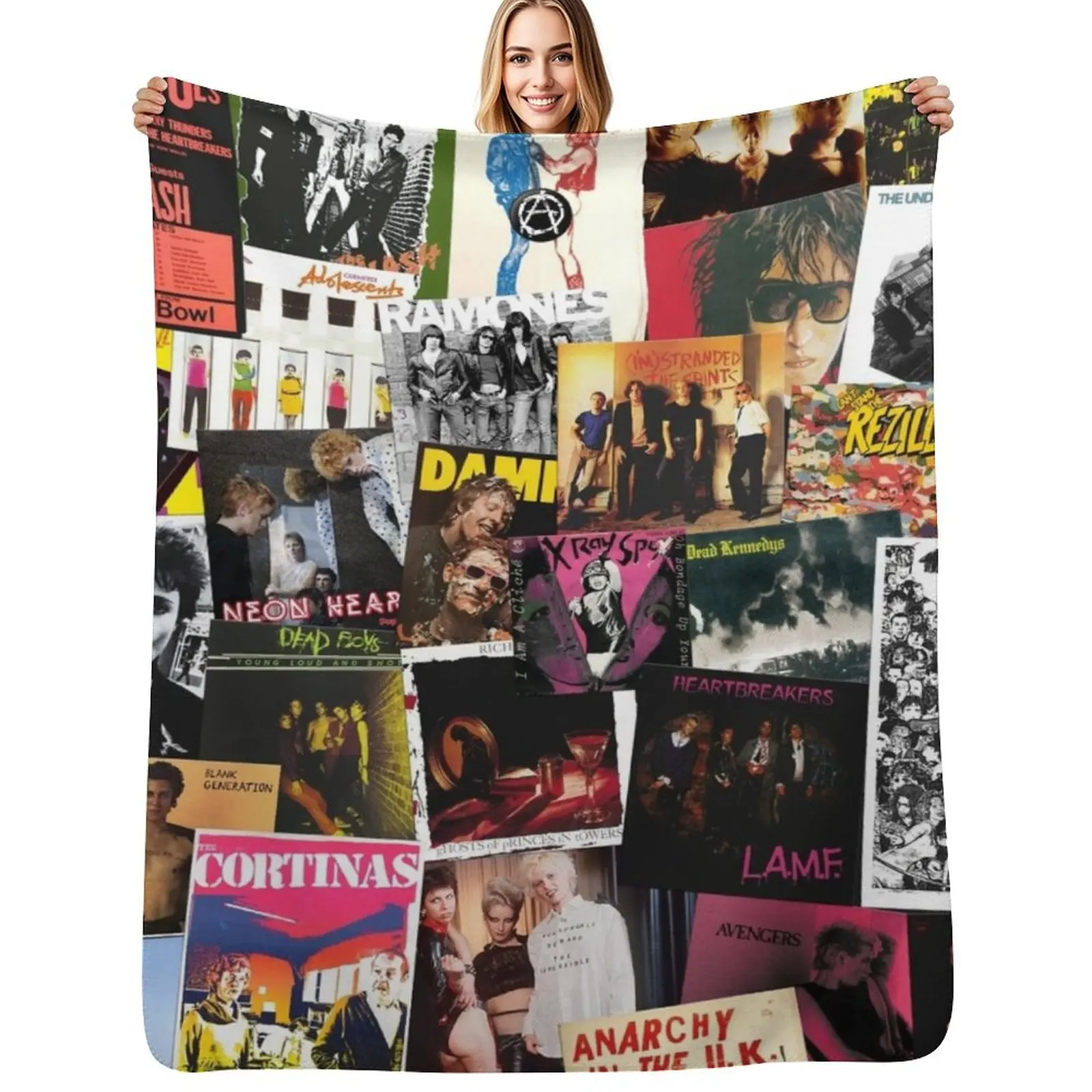 70s Punk Rock Music Throw Blanket Anti Shedding Soft Fuzzy Blanket for Home
