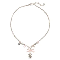 Teddy Ribbon necklace pink romantic coquettish lolita necklace