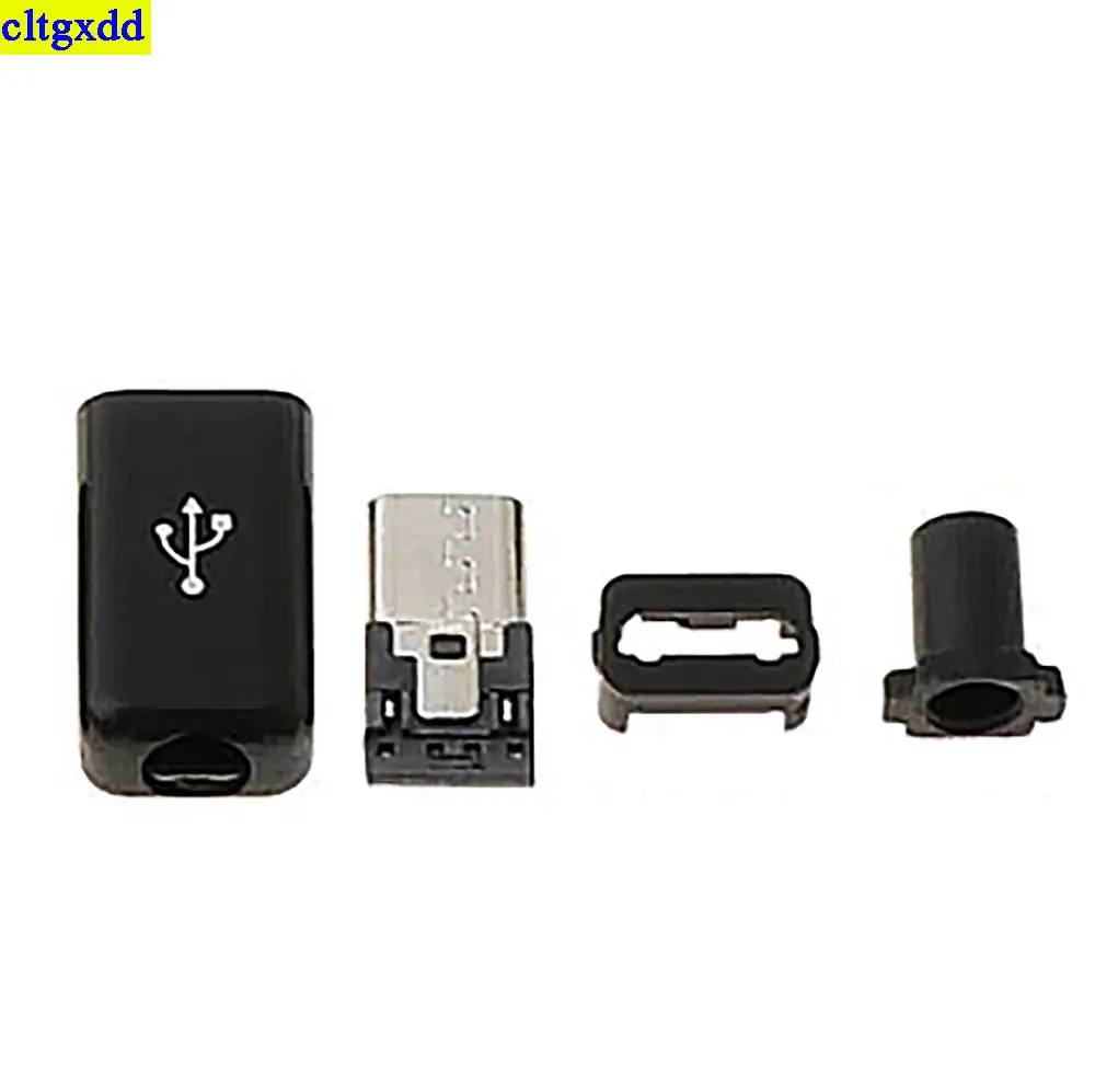 cltgxdd 10 set Micro USB welding type male 4-pin 2A welding plug connector DIY data cable accessories four piece set