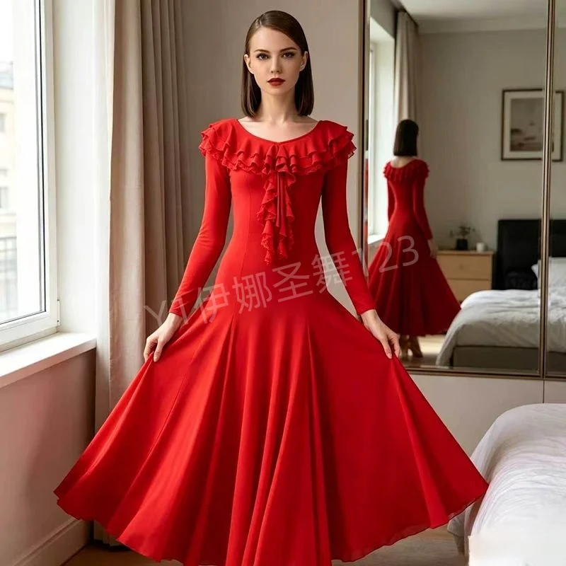 Elegant Rose Flower National Standard Ballroom Dance Dress Modern Waltz Foxtrot Tango Performance Costume for Men And Women