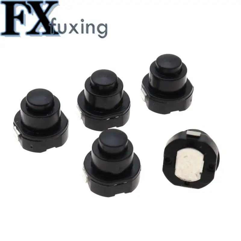 10PCS/Lot YT1010X KAN-10A Flashlight Torch Part Round Push Button Switch Black DC 30V 1A 10mm x 10mm (D*H) 1010X