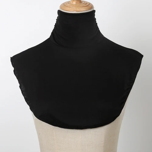 여성용 블랙 모달 하이넥 페이크 칼라, 단색 탄성 저지, 분리형 칼라, 부드러운 가짜 칼라 