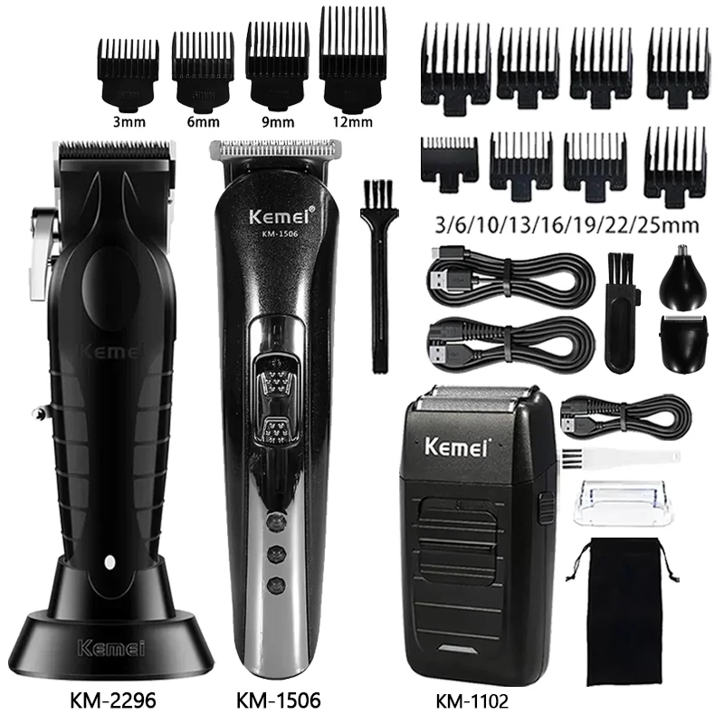 

Машинка для стрижки волос Kemei Km-2296 Km-1506 Km-1102 Парикмахерская машина для стрижки волос Машинка для стрижки волос Беспроводная аккумуляторная бритва