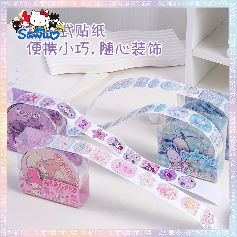 

8pcs Sanrio Stickers Sealing Kuromi Cinnamoroll Kawaii Stickers Rolls Cartoon Hand Account Sticker Decor Material Stationary