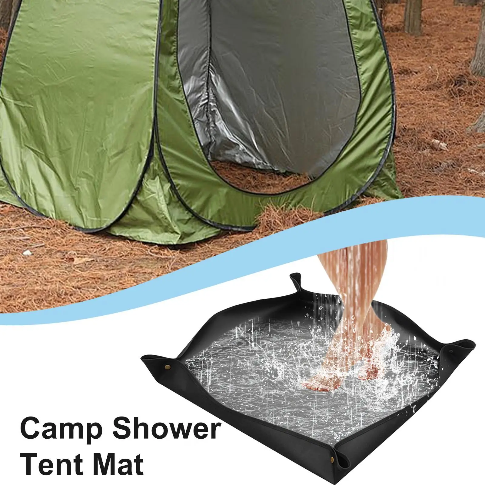 

Outdoor Shower Mat Foldable Tent Floor Pad Waterproof Non-Slip Camping Shower Mat 39x39 Inch for Poolside Beach RV Camping