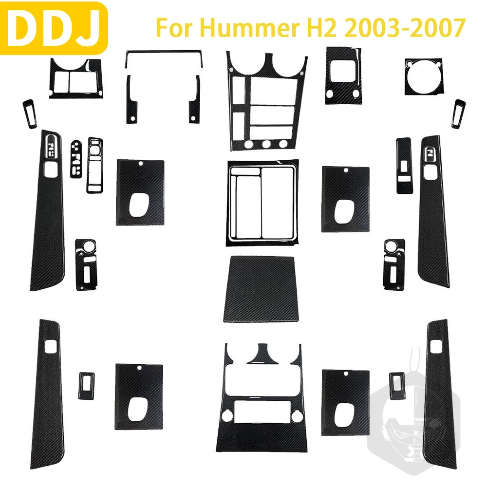 For Hummer H2 2003 2004 2005 2006 2007 Accessories Carbon Fiber Car Interior Exterior Decoration Protective Set Trim Sticker