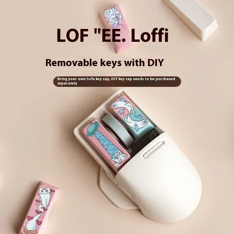 LOFREE Small Mouse Oe909 Mid-Hand Suitable Office Mouse Social Animal Banana Back Shell Set Oled Display Three-Mode Pbt Mouse