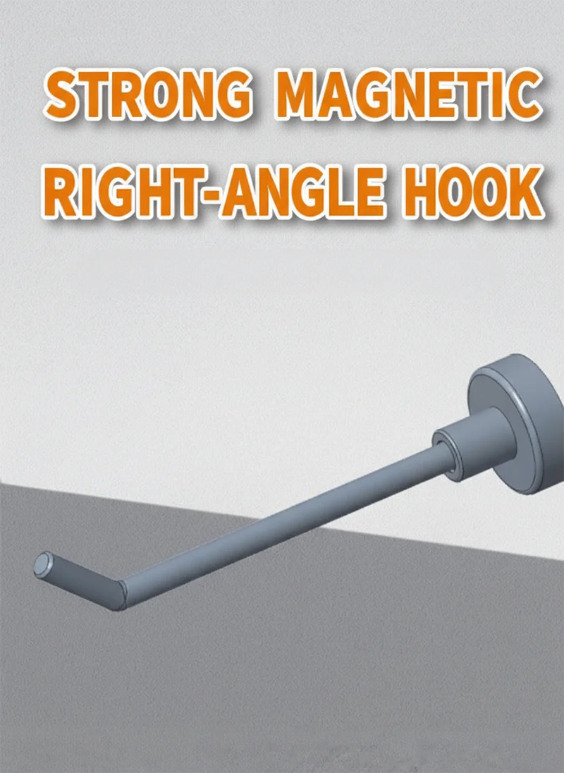 Magnetic Hook - 45 Right Angle NdFeB Fridge Side Magnet Hanger, Traceless No-Drill Home Organizer for Kitchen, Office, Bathroom