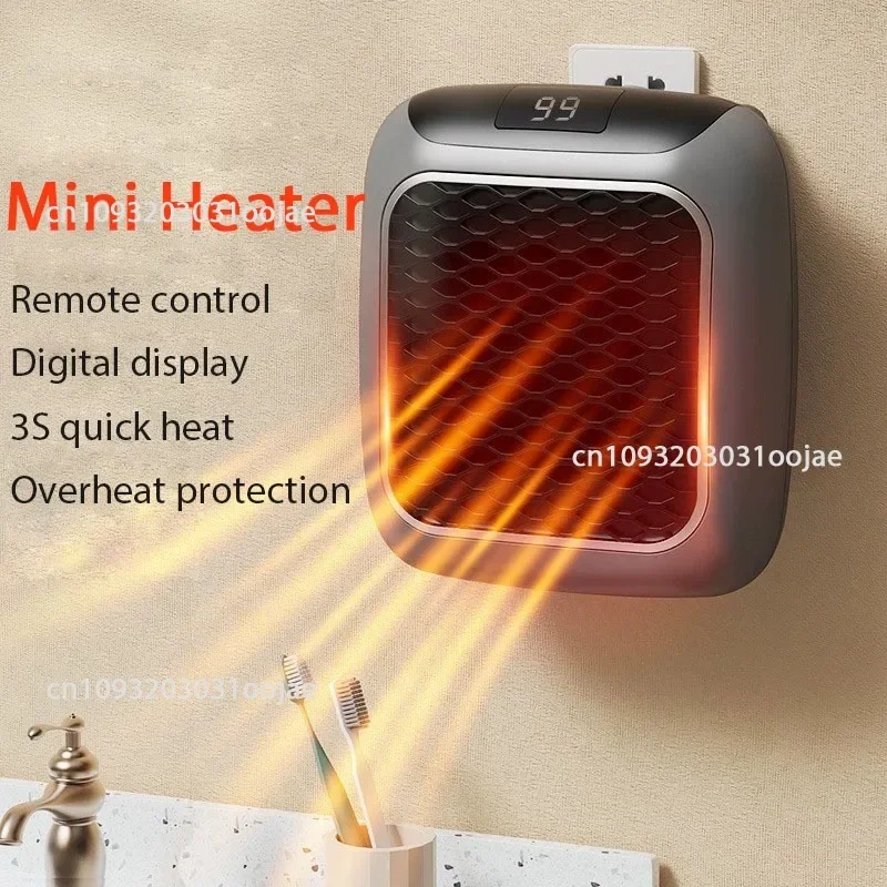 Mini Heater For Home Small Bathroom Heating Fans Wall Mounted 12-Hour Timer Plug In Electric Heater With Remote EU/US Plug