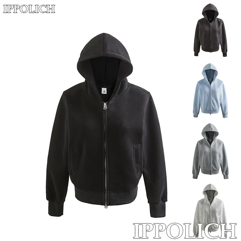 

Hoodie Loose Fit Zipper Cardigan Women Casual Hoodie Sweatshirt Spring Autumn Run Solid Color Breathable Sports Hooded Jacket