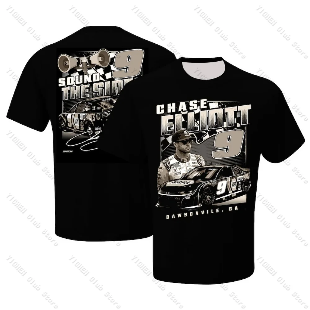 Motorcycle Chase Elliott Hendrick Motorsports Team Collection Black NAPA Burnout T-Shirt Street Casual Versatile Men's T-Shirt