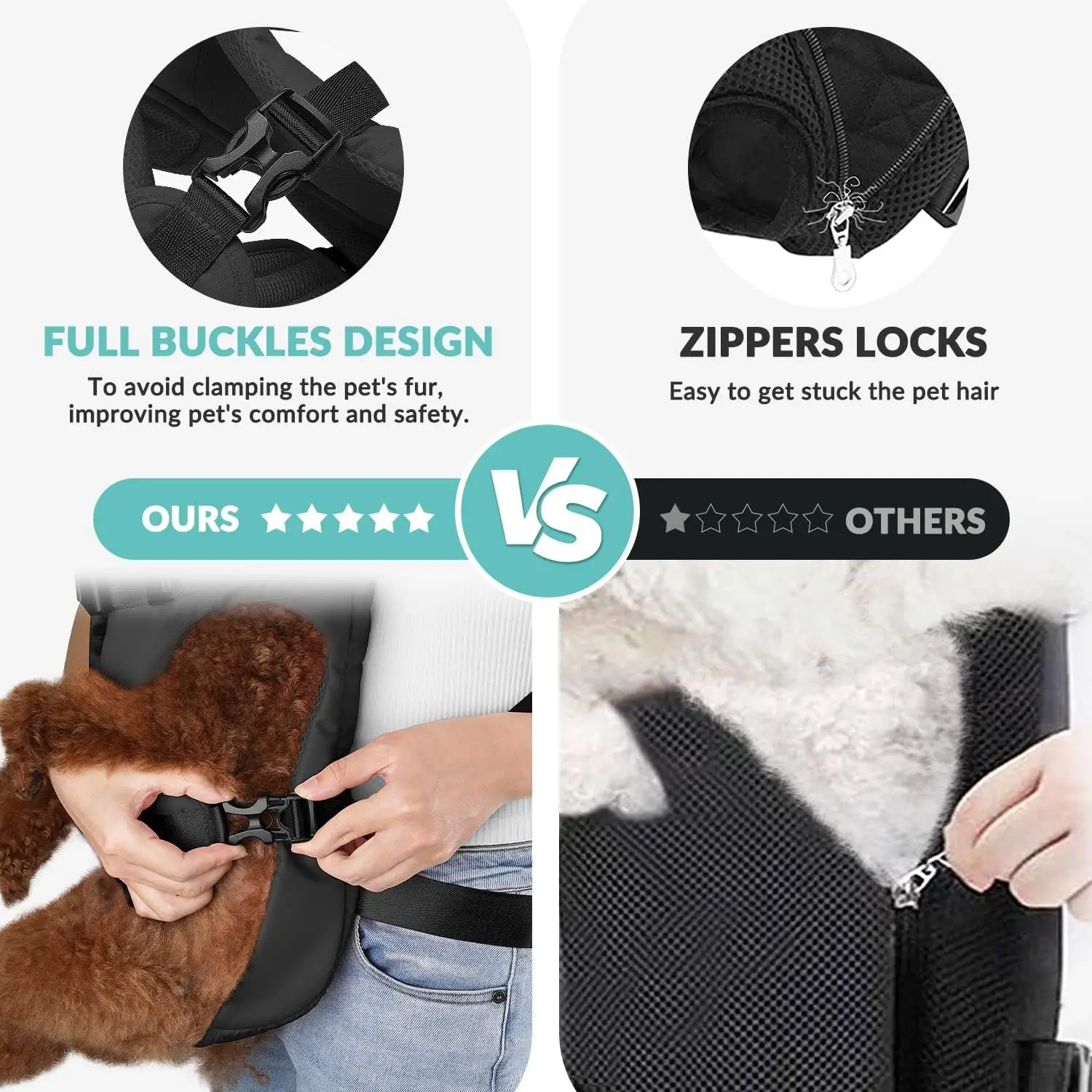 Outdoor-Haustier-Tragetasche für vorne am Hals, verstellbarer, freihändiger Hunderucksack für mittelgroße und kleine Hunde – Detail 8