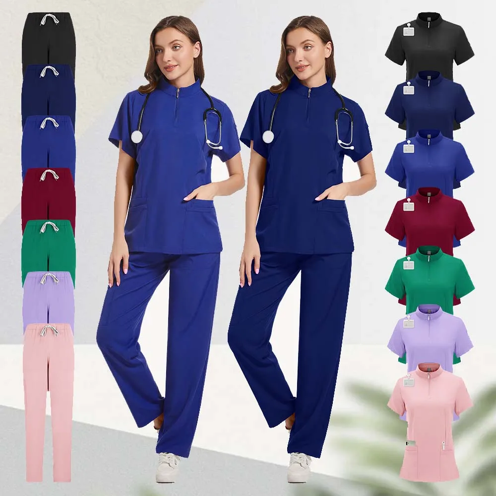 최신 여성 스크럽 세트, 간호 의사 간호사 유니폼, 남성 스크럽 세트, 의료 의류, 미용실 작업복
