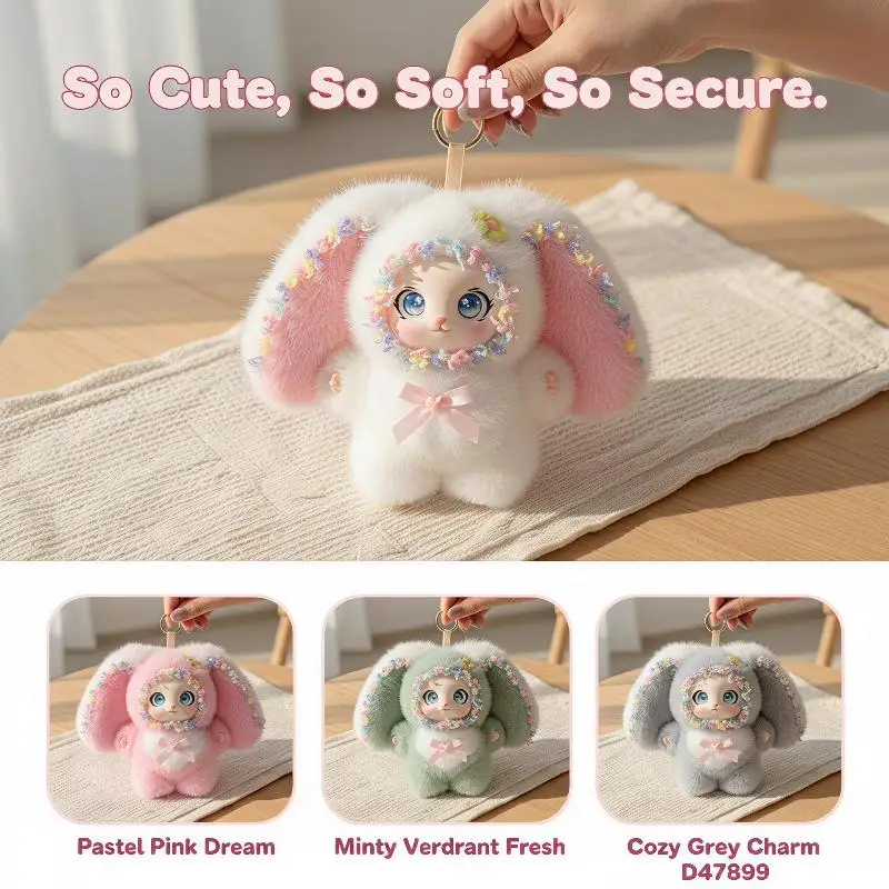 Cute Kawaii Bunny Plush Pendant 2026 Soft Big Ear Rabbit Doll Exquisite Backpack Decor Small Gift for School Students