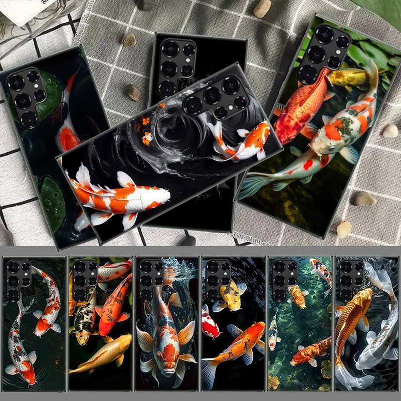 High End Ornamental Fish and Koi Carp Coque For Samsung S23 S22 S24 Ultra 5G TPU Phone Galaxy Cover S21 S20 FE S10 Plus S10E S9