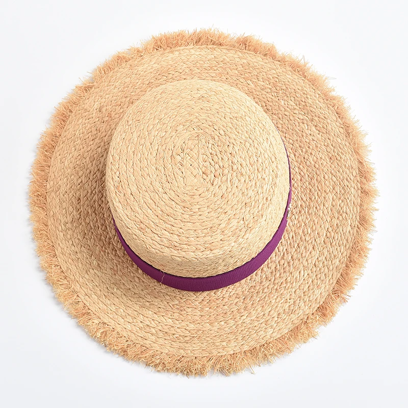 New Natural Straw Hat Spring Summer Soft Shape Sun Hats for Women Ribbon Bow Travel Holiday Beach Floppy Hat