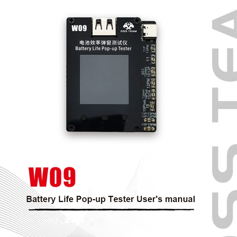 OSS W09 Pro V3 Battery Life Pop-up Tester for iP11 12 13 14 15 Pro Max Solve Battery Pop-up Modify Battery Efficiency 100%