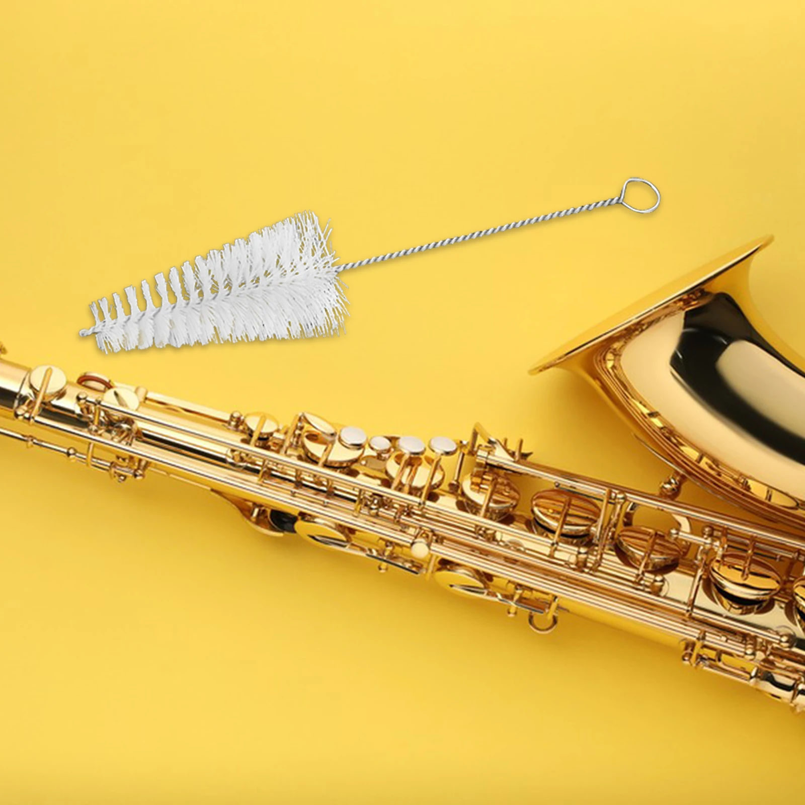 

2pcs Saxophone Cleaning Brush Nylon Stainless Steel Sound Hole Cleaner For Wind Instruments Musical Instrument Supply