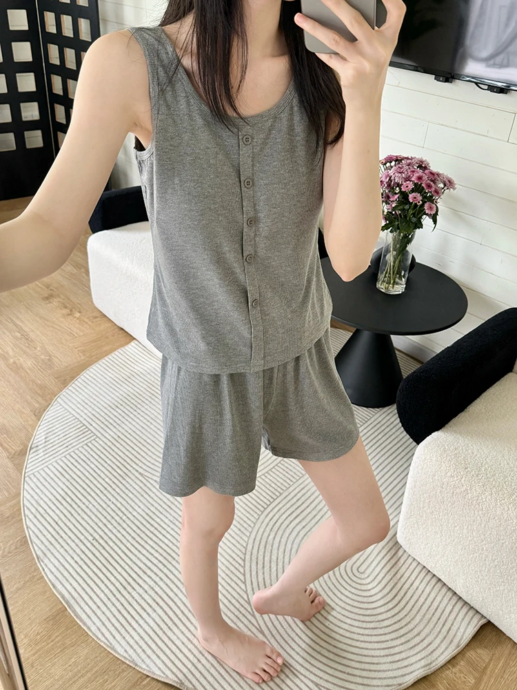 

Women's Summer Svel Vest Spwear Modal with Chest Pad Fake Open Cardigan Pure Color Can Be Worn outside Strap Home Cl...