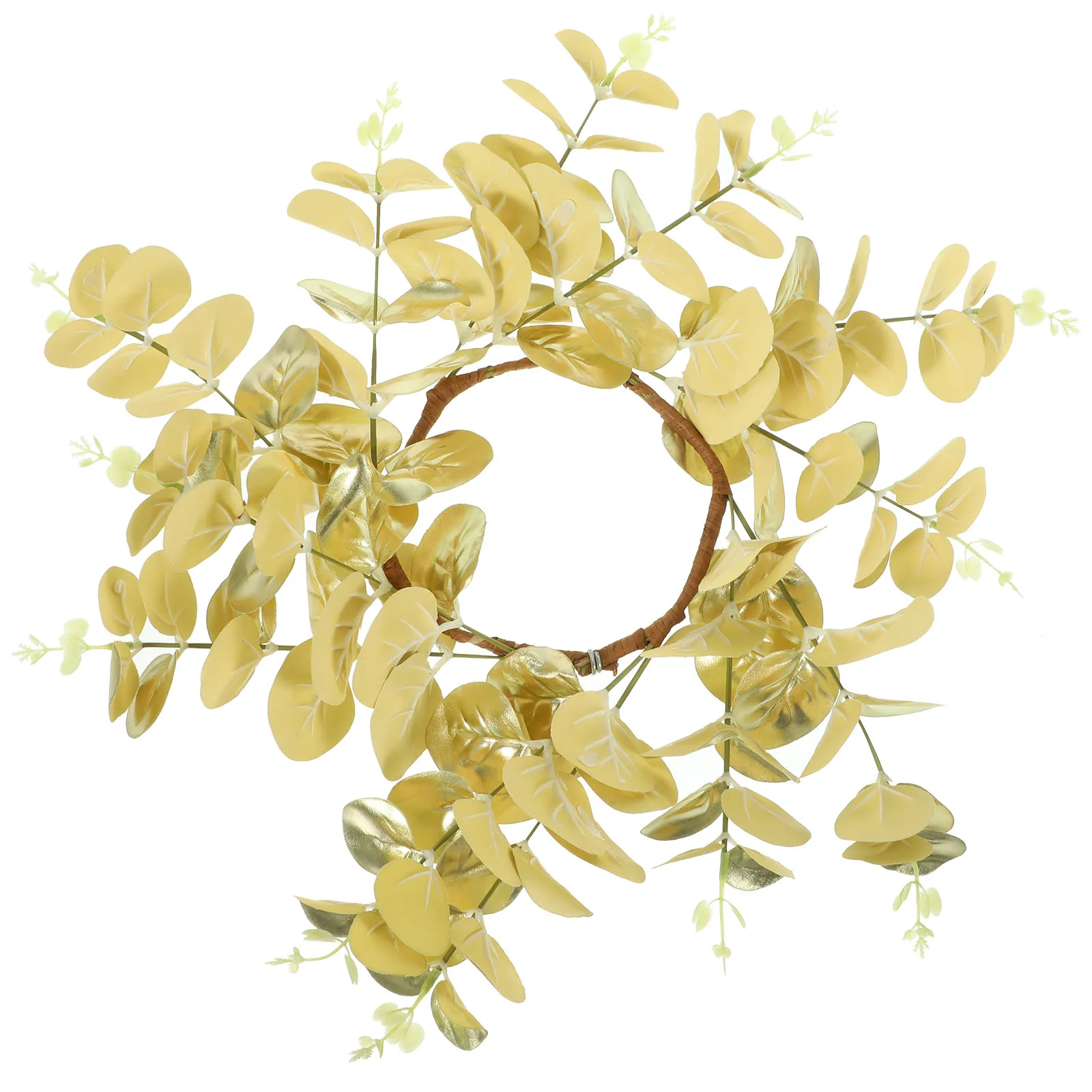 

Christmas C Rings 30CM Gold Money Leaves Eucalyptus Wreath Leaf Decor Pillar C Table Ring Holiday Home Weddings
