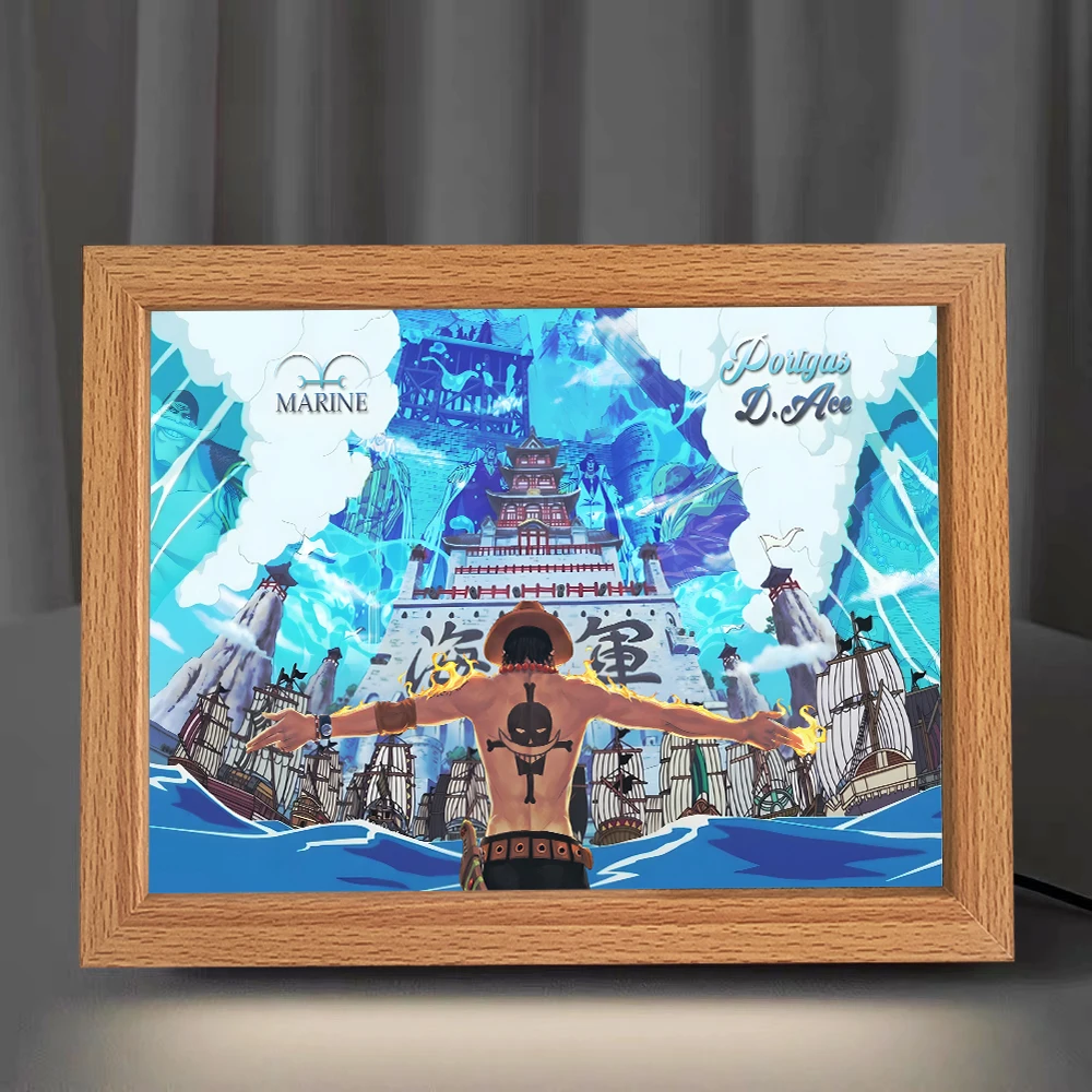 LEDAnime الشكل قطعة واحدة ضوء اللوحة إطار الصورة زورو لوفي Led ضوء الليل عيد ميلاد ديكور غرفة نوم هدايا عيد الميلاد مصباح قمري