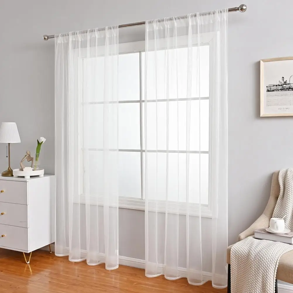 Europe Solid White Yarn Curtain Window Tulle Curtains For Living Room Hexagonal Mesh Yarn Semi-blind Bedroom Curtains Home Decor