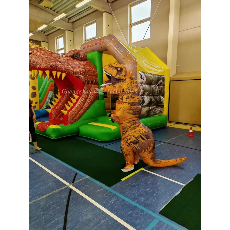 Commercial Combo Indoor Outdoor Party Jump Bounce House Children's Inflatable Jump Bed Slide Inflatable T-Rex Bounce Castle