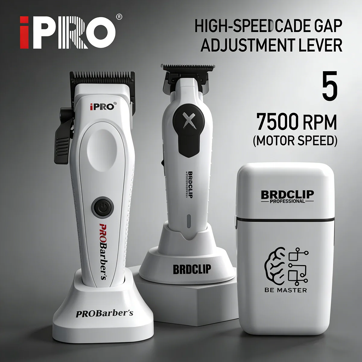 Фото Профессиональный парикмахерский набор BRDCLIP PROBarbers S1090: Машинка для стрижки волос с мощным мотором 7500 об/мин, FA1T 7700 об/мин, 609 10000 об/мин, лезвие DLC
