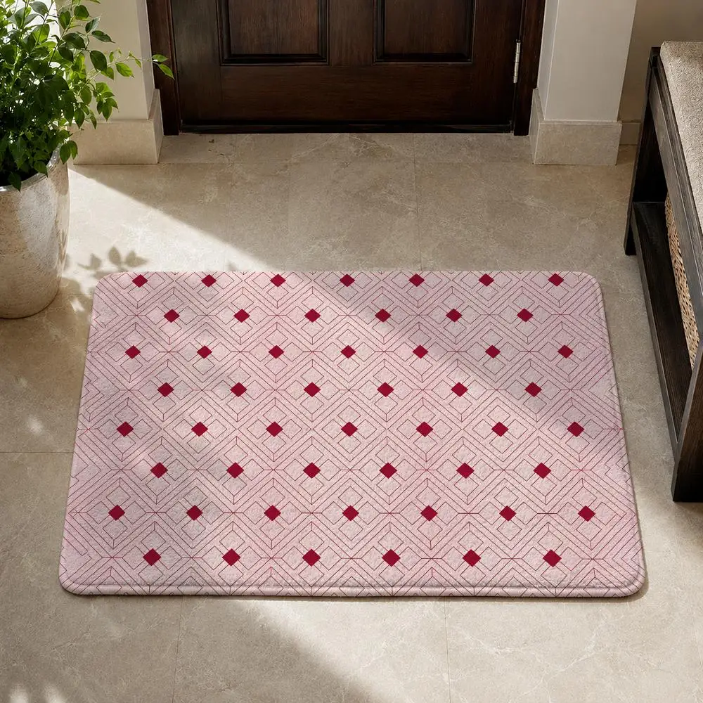 Advanced Grid-like Points Floor Mat Flannel Non-Slip Washable Soft Rug For Bathroom Kitchen Bedroom Living Room Home Decor