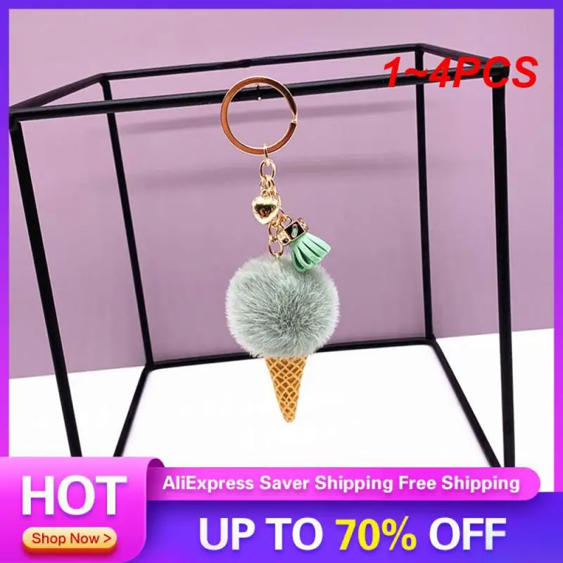 1~4PCS Key Chain Keychain Fashion Bag Decoration Ice Cream Keychain Car Key Accessories Plush Fur Key Chains Decoration Gift